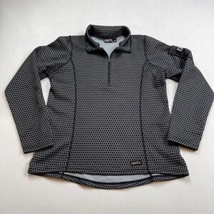 Kerrits Womens Medium Black Honeycomb Print 1/4 Zip Equestrian Base Layer Top